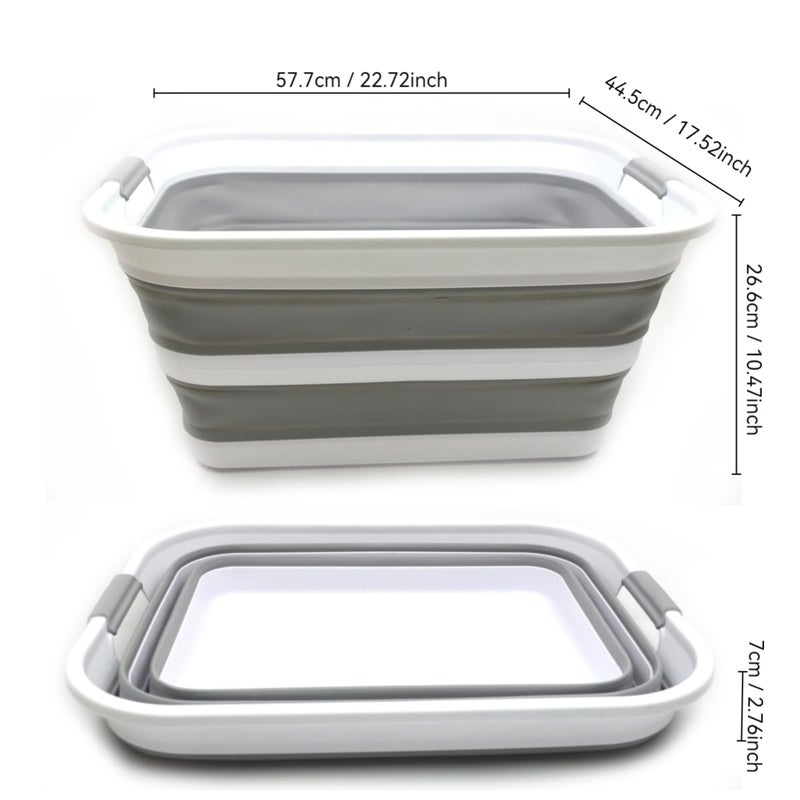 SAMMART 42L Collapsible Plastic Laundry Basket - Foldable Pop Up Storage Container/Organizer - Portable Washing Tub - Space Saving Hamper/Basket (Grey, 1) - Image 3